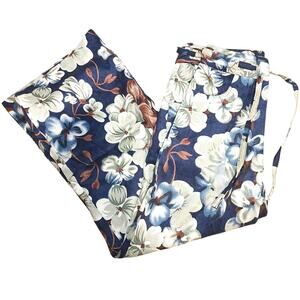 Uniq Size Small S Floral Blue Flower Pants Wide Leg NWT NEW Trendy Boho